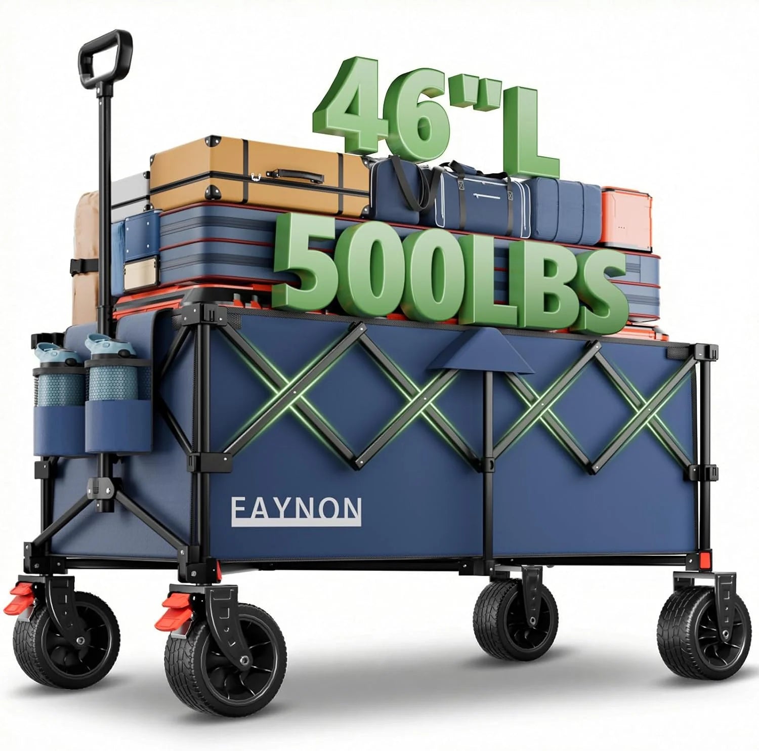L Collapsible Foldable Extended Wagon, 500LB Weight Capacity with 280L Heavy Duty Folding Cart - Image 3