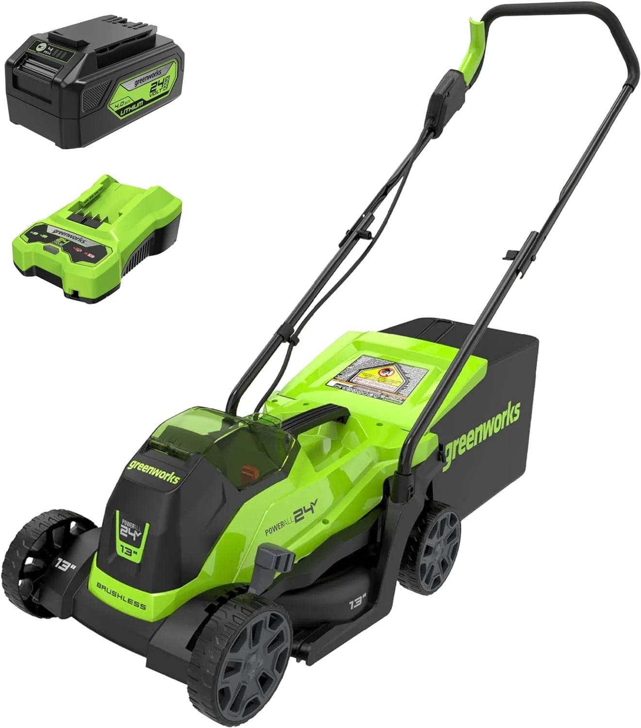 New Arrivals 24V 13 in Push Lawn Mower, 4.0 Ah Battery and Charger – For Lawn Care