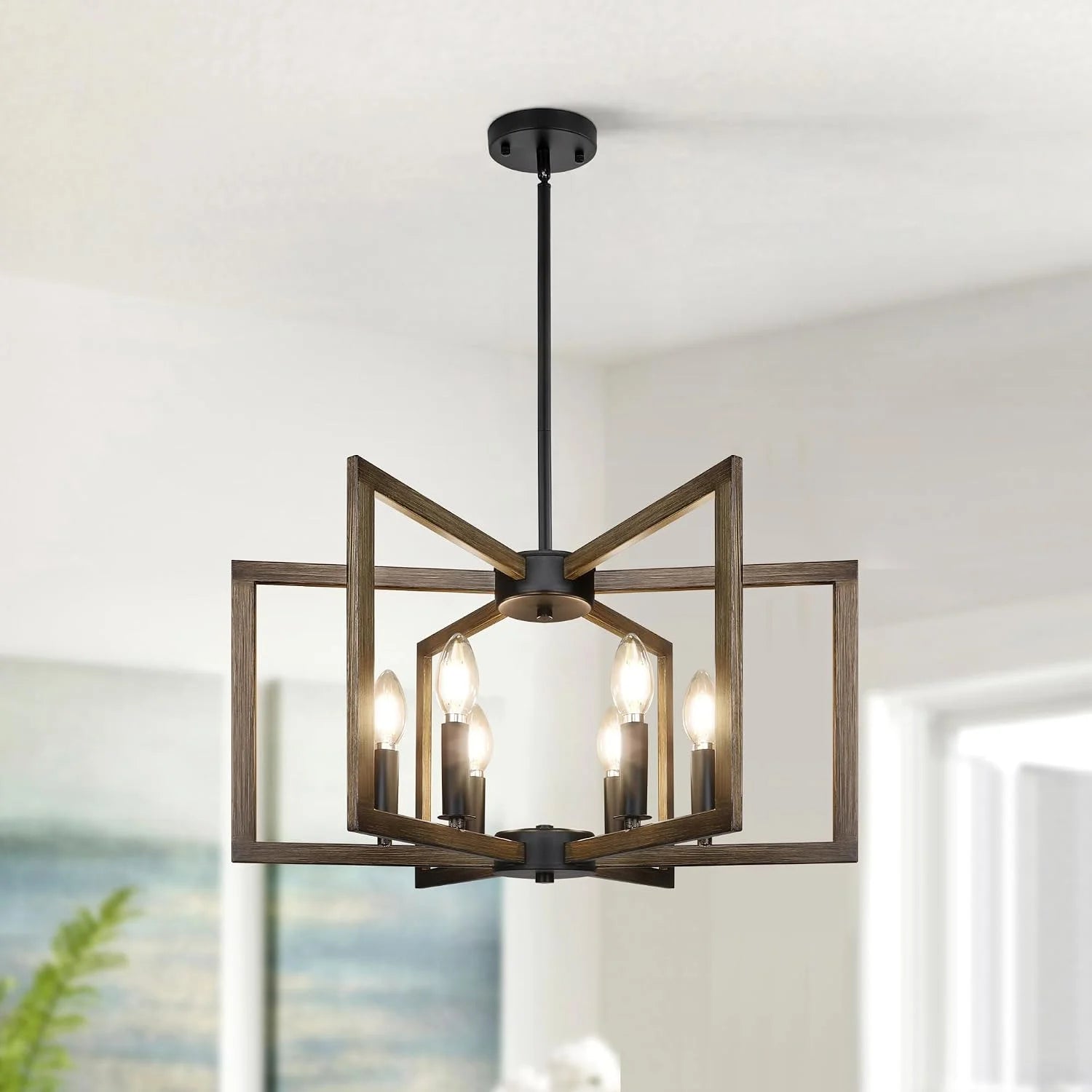 New Arrivals 6-Light Modern Metal Geometric Chandelier£¬Kitchen Island Brushed Nickel Lighting Fixtures£¬Entryway Light - Image 3