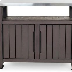 Alternative view of Keter Unity XL Outdoor Entertainment Cart with Wood鈥慙ook Finish, 78鈥慓allon Patio Storage Cabinet, Food Prep Station