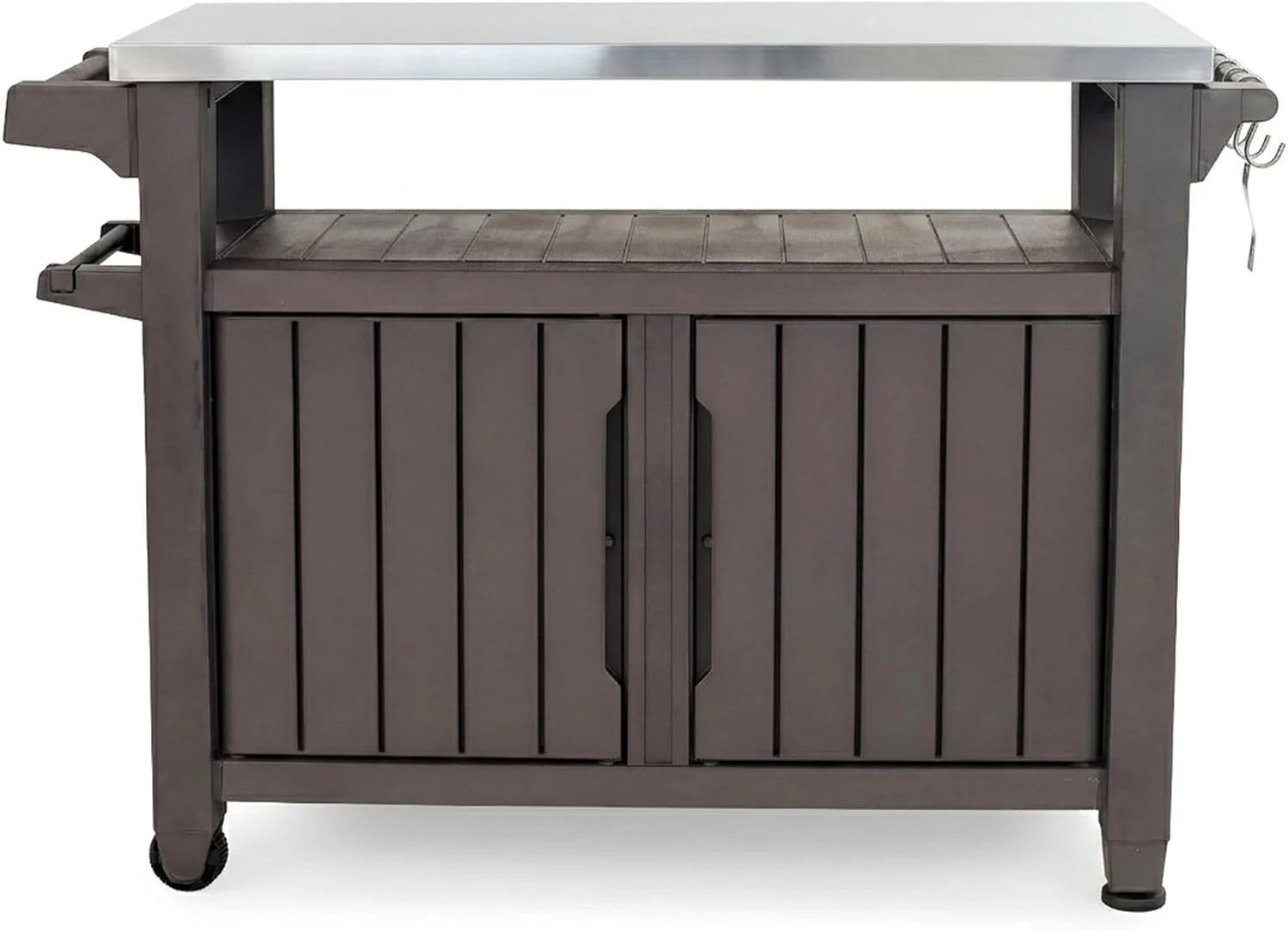 Keter Unity XL Outdoor Entertainment Cart with Wood鈥慙ook Finish, 78鈥慓allon Patio Storage Cabinet, Food Prep Station - Image 2