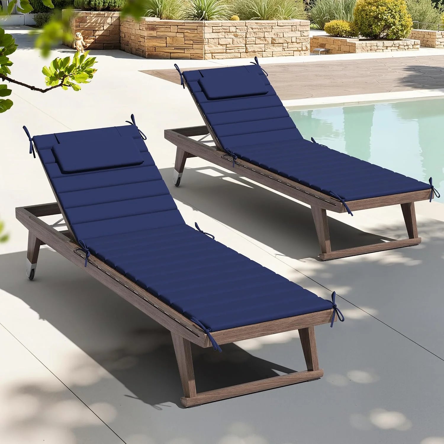 Crestlive Products Chaise Lounge Cushion Outdoor Set of 2, Foldable Water Resistant Pool Lounge Chair Cushions with bifanuoyard - Image 5