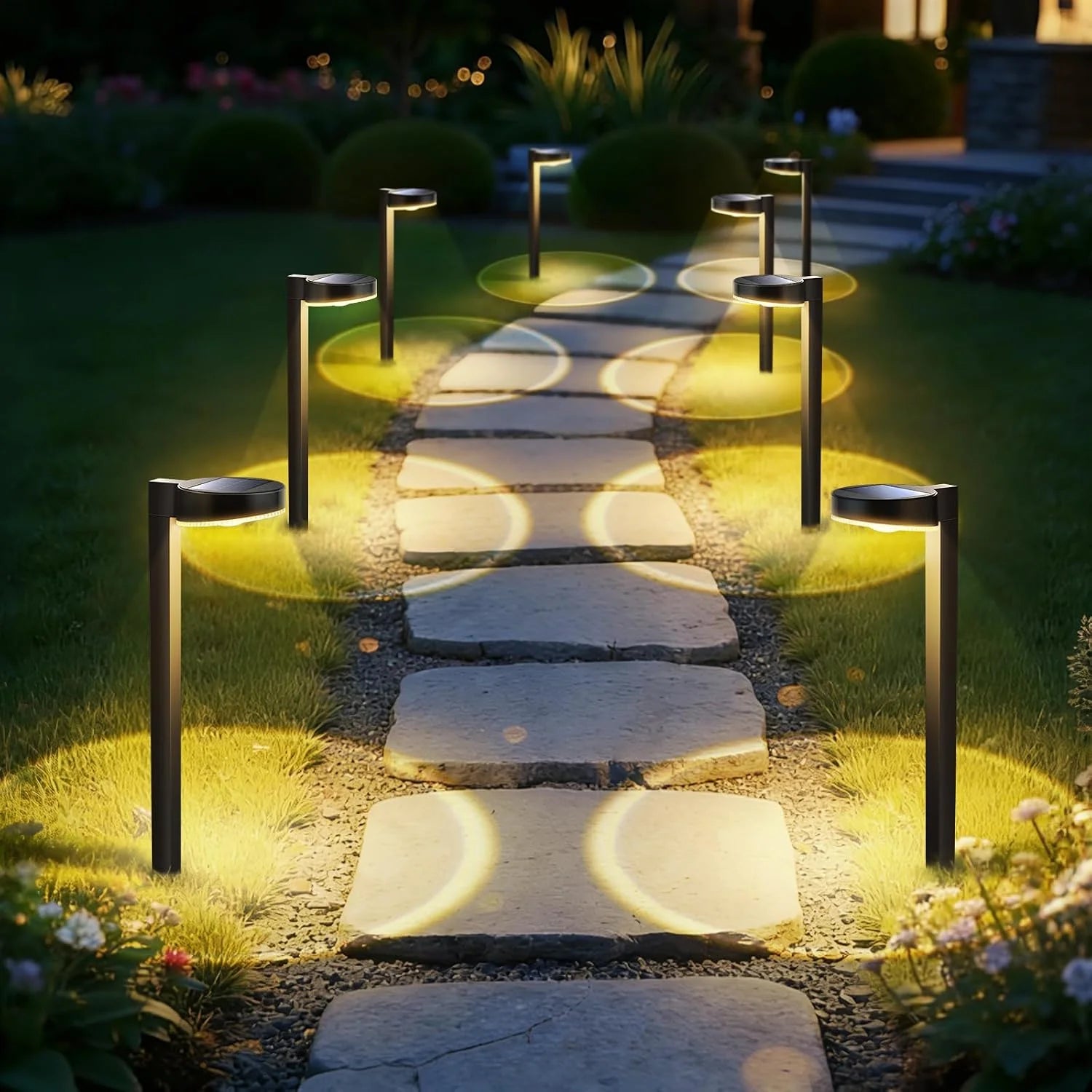 New Arrivals 12 Pack Solar Pathway Lights Outdoor, 3 Color Temperatures Selectable CCT, Focused Ground Spot Lens - Image 2