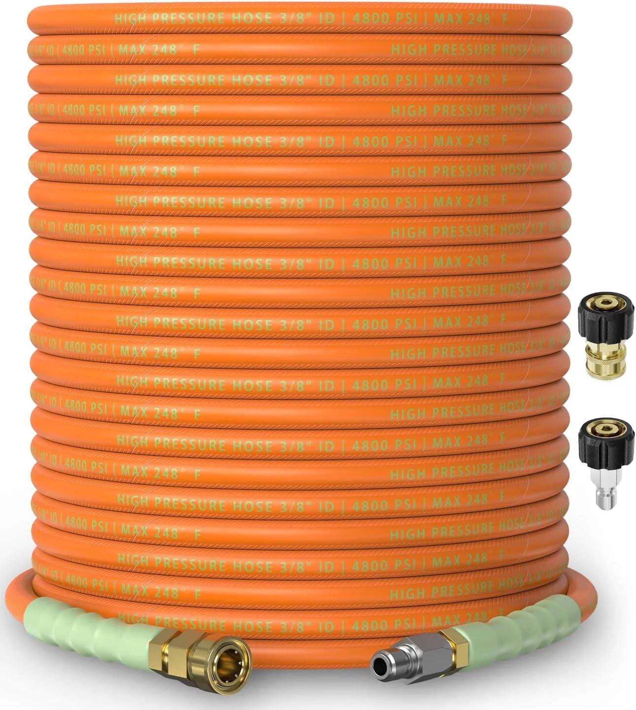 New Arrivals 3/8 ID Pressure Washer Hose 50 ft, 4800 PSI Steel-Braided & Durable, Power Washer Hose with Swivel Quick