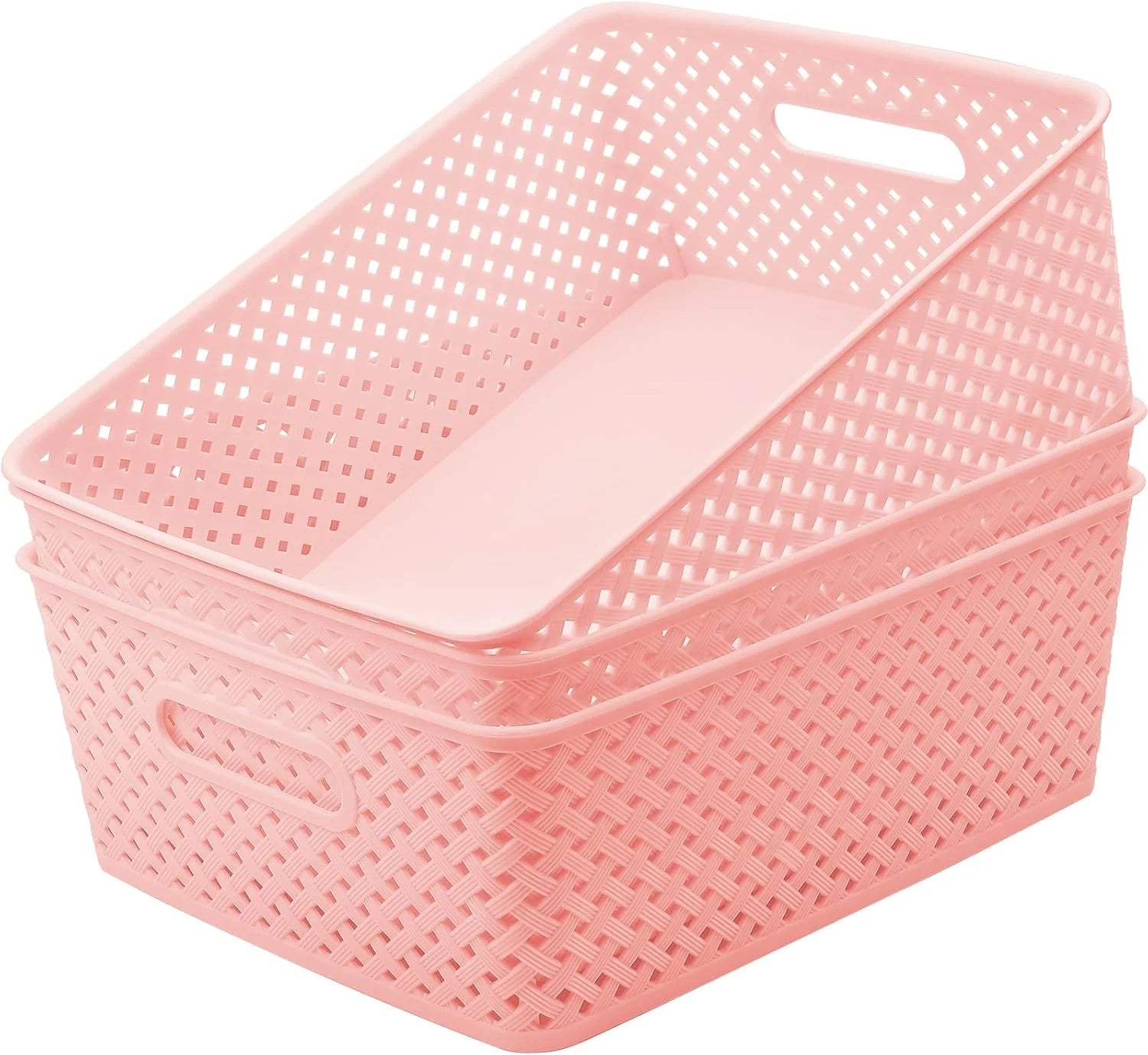 3 Pack Plastic Storage Baskets, Large, Grey, Durable Woven Plastic with Built-In Handles bifanuoyard - Image 10