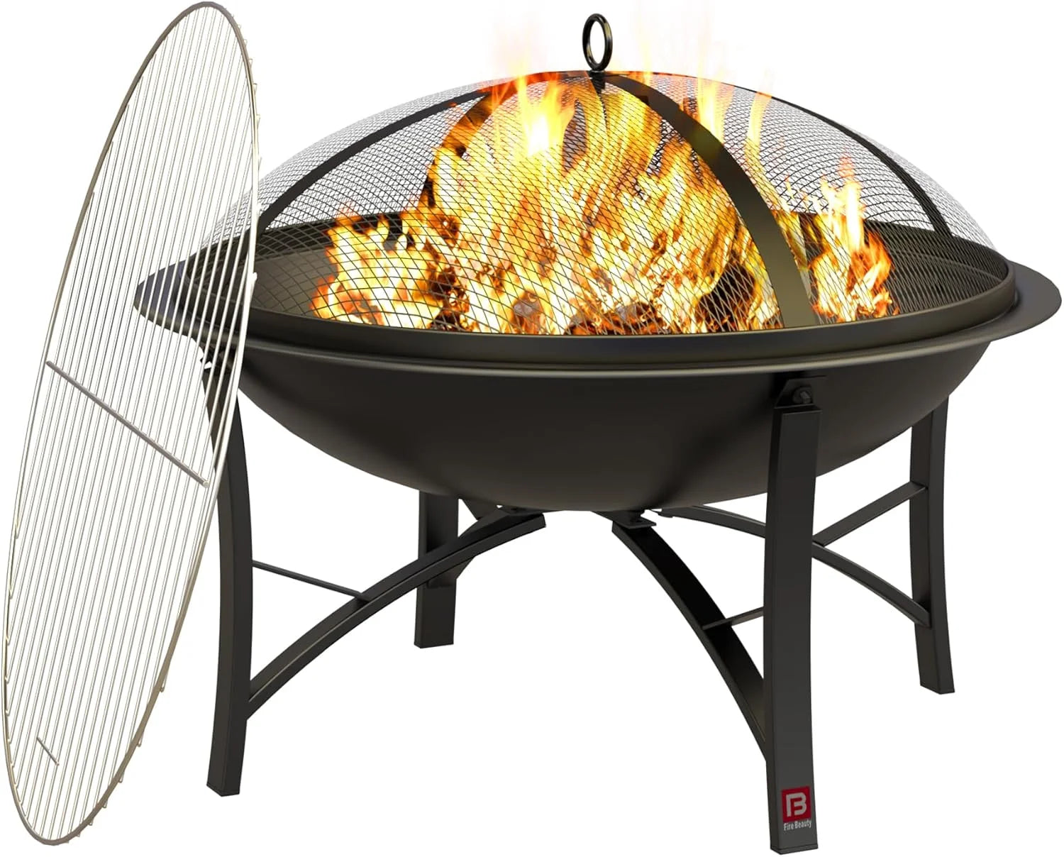 New Arrivals Beauty Fire Pit for Outside Wood Burning, BBQ Grill Steel Fire Bowl with Spark Screen Cover