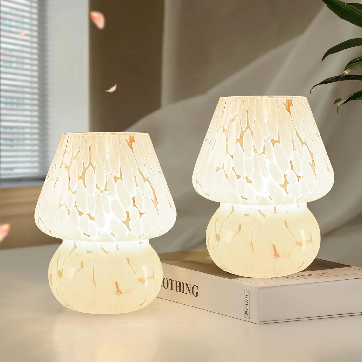 ONEWISH Mushroom Lamp Small Vintage Table Lamp for Bedroom Nightstand, Dimmable bifanuoyard - Image 5