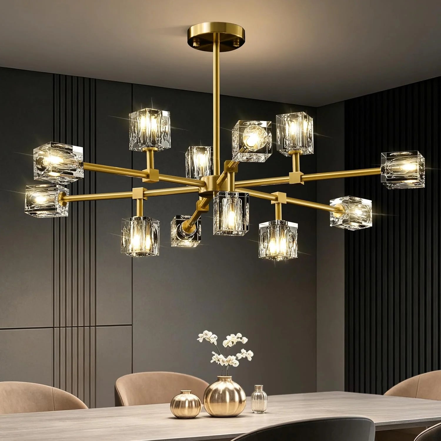 New Arrivals Crystal Semi Flush Ceiling: Dining Room Bathroom Bedroom Chandelier - Image 3