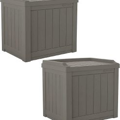 Alternative view of New Arrivals Outdoor Storage Box " 22 Gallon Stone Gray Resin Outdoor Deck Box with Seat
