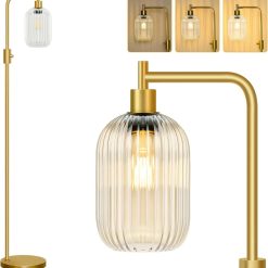 Alternative view of Dimmable Floor Lamp for Living Room with Clear Glass Lampshade, Bulb Included, 900LM, Arc Standing Tall Lamp for Bedroom bifanuoyard