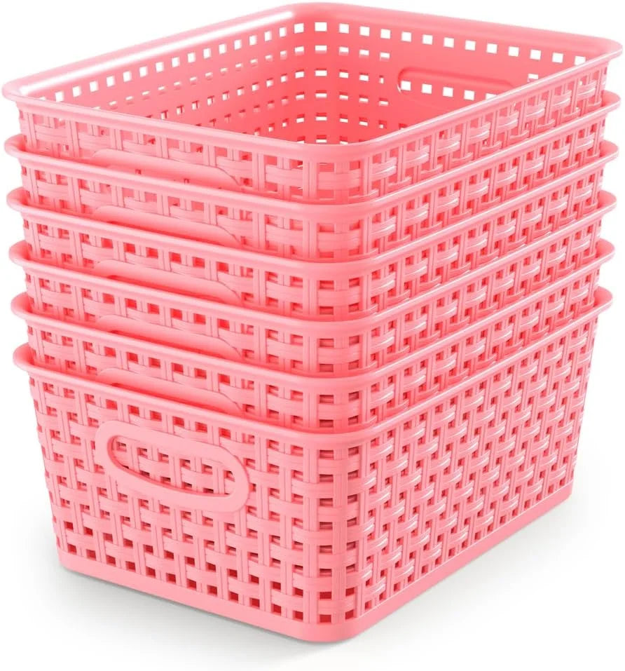 New Arrivals Organizer Baskets, Grey 6-Pack Plastic Woven Baskets, 10.1 x 7.55 x 4.1 - Image 7