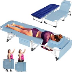 Alternative view of New Arrivals Heavy Duty Tanning Chair, Outdoor 5-Position Folding Chaise Lounge Chair with Pad, Portable Beach Lounge Chair