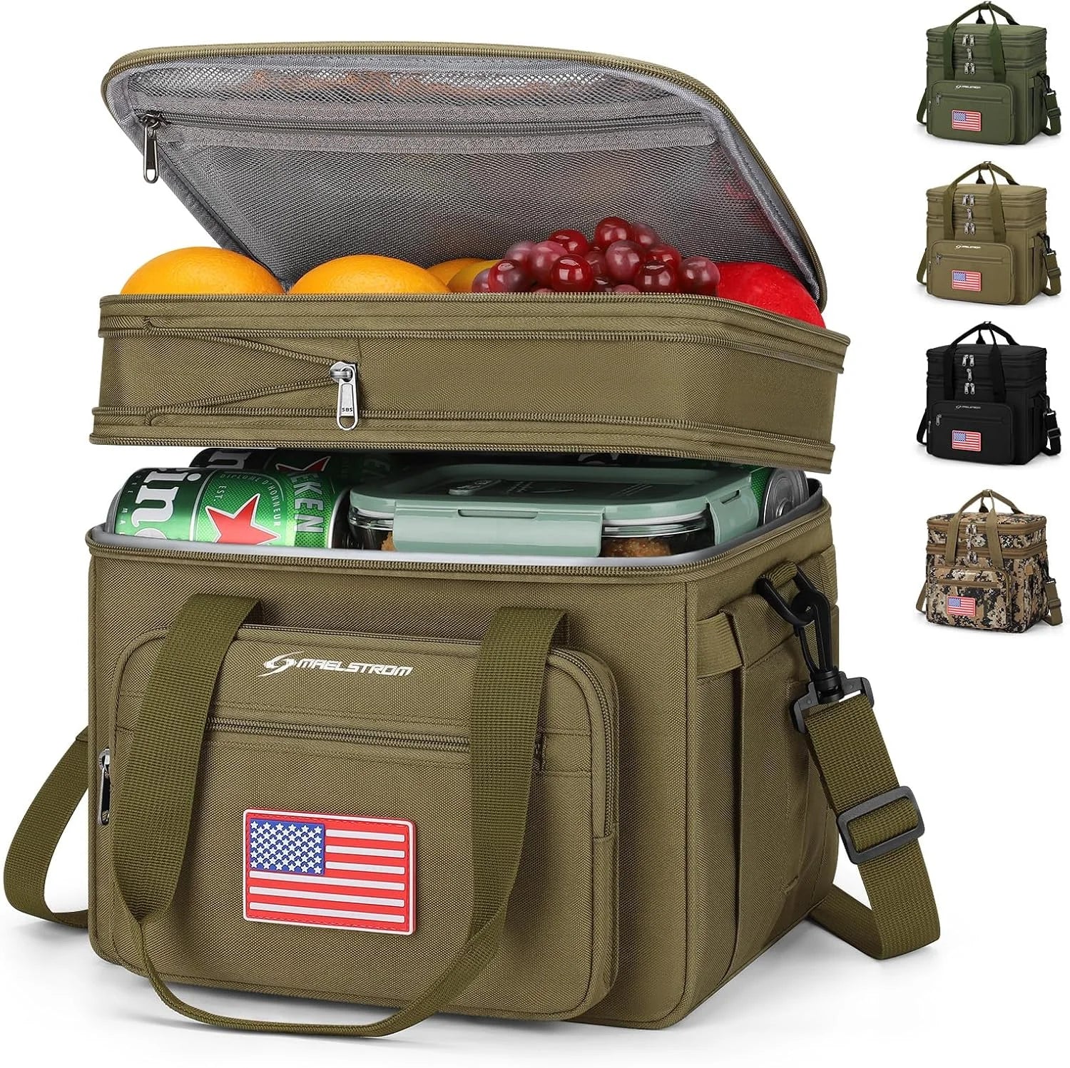 New Arrivals 23L Insulated Lunch Box, Expandable Double Deck Cooler Bag - Image 5
