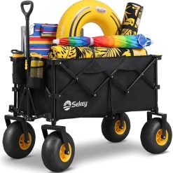 Alternative view of Sekey Heavy Duty Beach Wagon with 9 Big Sand-Proof Wheels " 600lb Capacity, 200L Oversized Foldable Cart