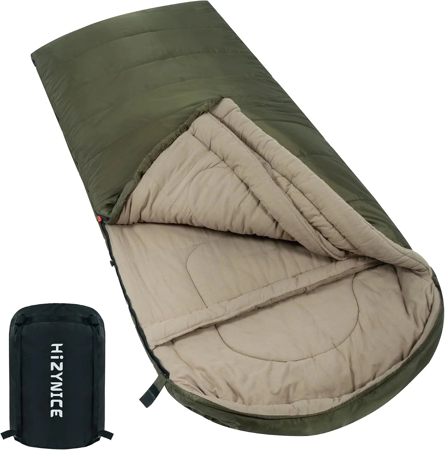 HiZYNICE Cold Weather Sleeping Bag 100% Cotton Flannel XXL for Adults Big and Tall, Free Compression Sack bifanuoyard - Image 4