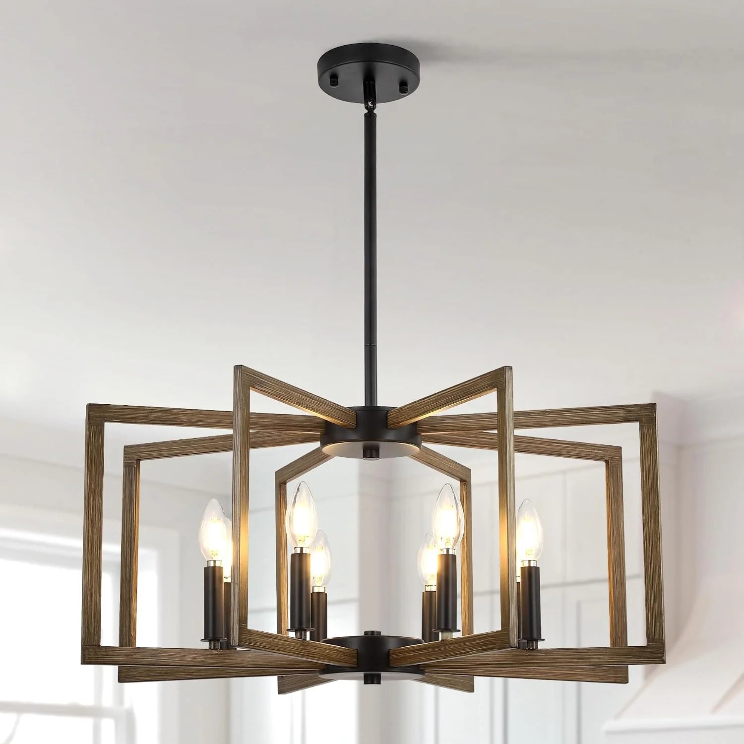 New Arrivals 6-Light Modern Metal Geometric Chandelier£¬Kitchen Island Brushed Nickel Lighting Fixtures£¬Entryway Light - Image 5