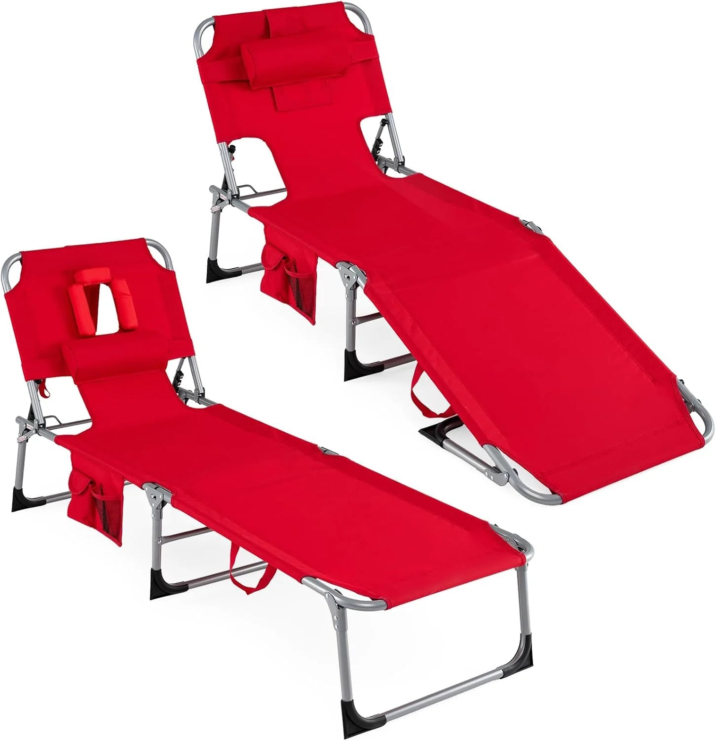New Arrivals Tanning Chair, Folding Adjustable Patio Lounge Chair with Face Hole, 330LBS, Lightweight Portable Beach Lounge - Image 9