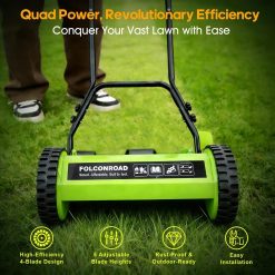 Alternative view of New Arrivals 14-Inch 4-Blade Push Reel Lawn Mower, Manual Reel Push Mower, Walk-Behind Lawn Mowers, 5-Position Cutting – For Lawn Care
