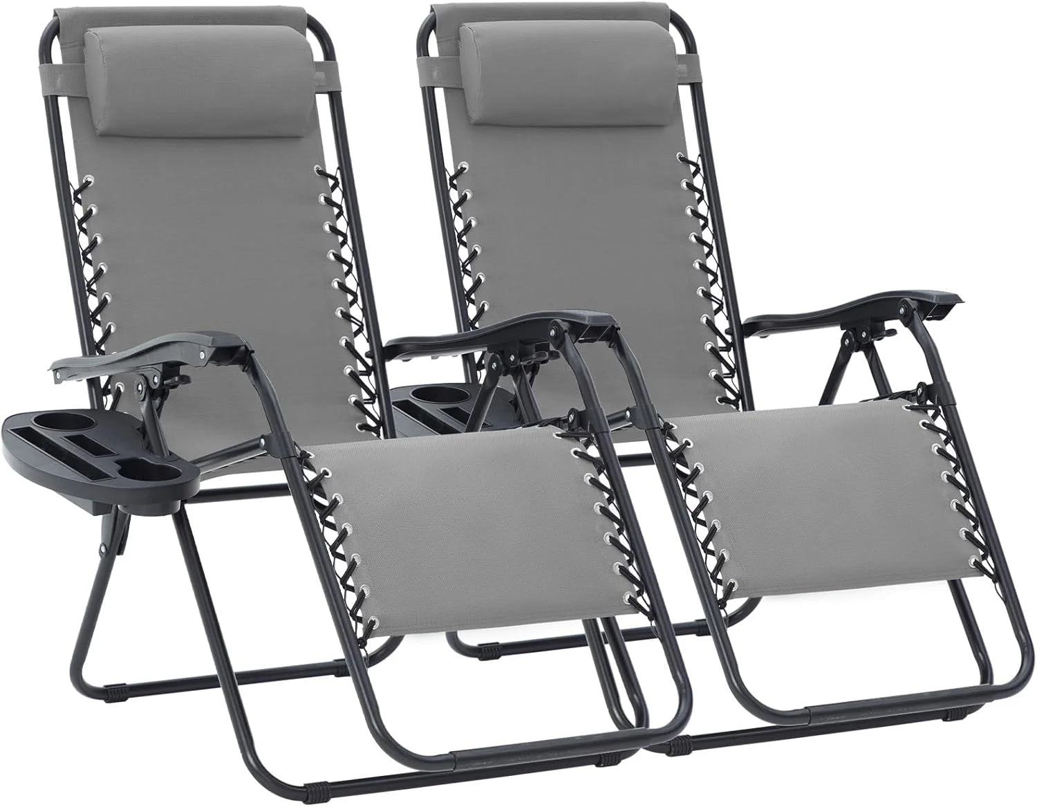 JEAREY Zero Gravity Lounge Chairs Set of 2, Adjustable Steel Mesh Recliners with Pillows and Cup Holder Trays for Patio bifanuoyard - Image 4