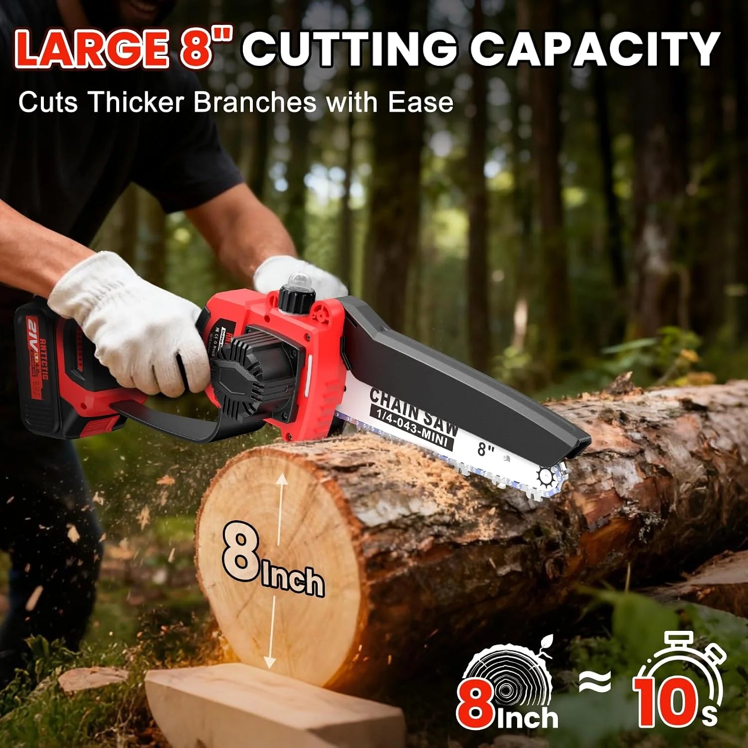 New Arrivals Cordless Pole Saw, 8 Inch Mini Chainsaw, 6.6-Ft Electric Pole Saws - Image 3