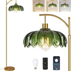Alternative view of Floor Lamp for Living Room Rattan Boho Floor Lamp with Remote Control, Dimmable, 3-Color Temperature