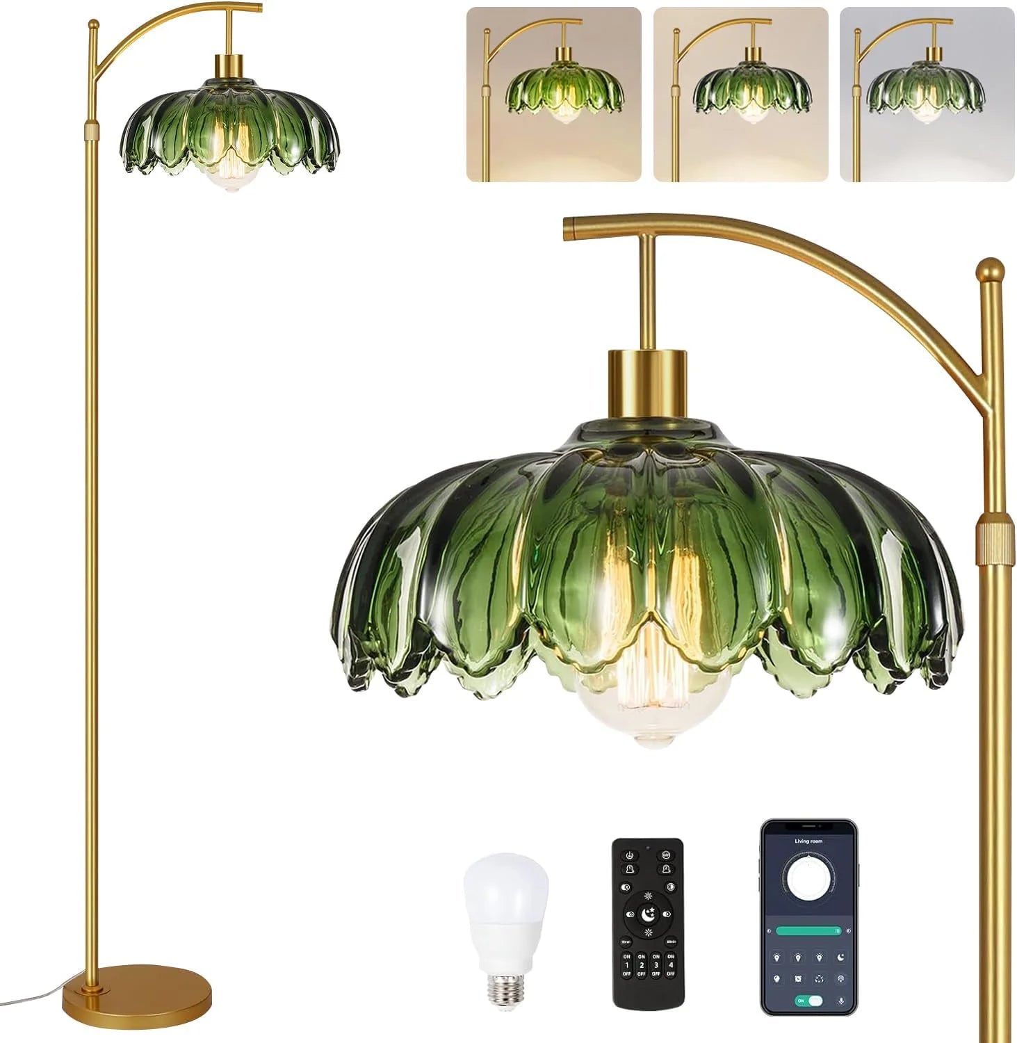 Floor Lamp for Living Room Rattan Boho Floor Lamp with Remote Control, Dimmable, 3-Color Temperature - Image 2