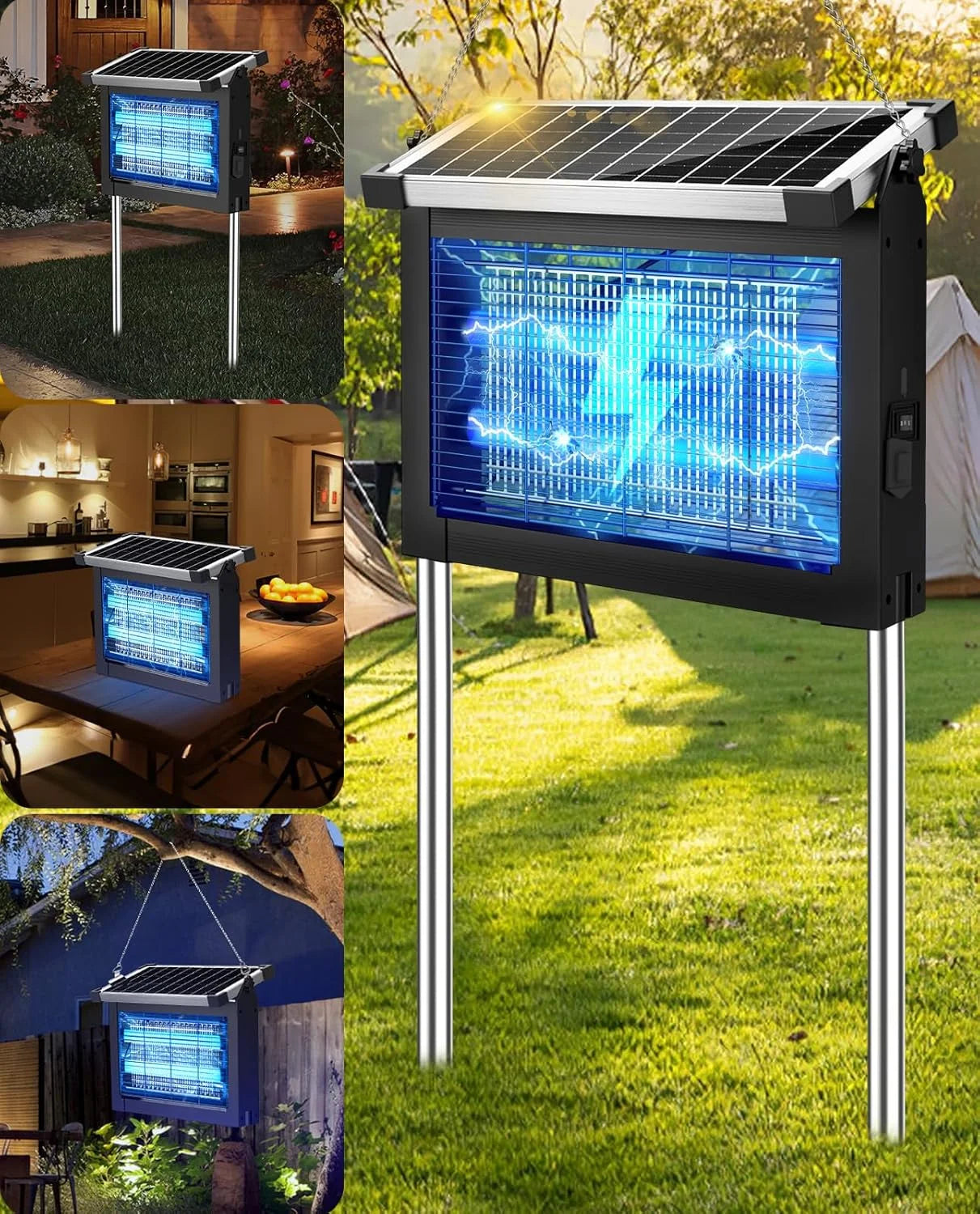 Solar Bug Zapper Outdoor, PhatroyYee Mosquito Zapper 4500V, Waterproof Portable Fly Zapper, Rechargeable Electric bifanuoyard - Image 5