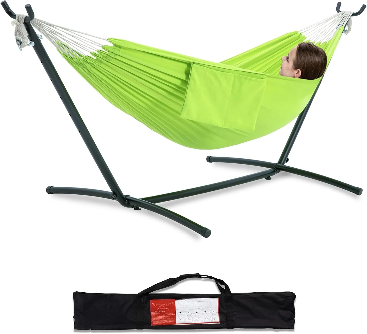 New Arrivals Double Hammock with Stand for Outside, Heavy-Duty, Portable (Coffee) - Image 4