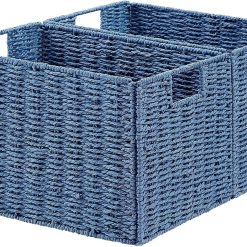 Alternative view of Wicker Storage Basket, Set of 2 Hand-Woven Paper Rope Wicker Basket, Small Storage Baskets for Organizing Toilet bifanuoyard