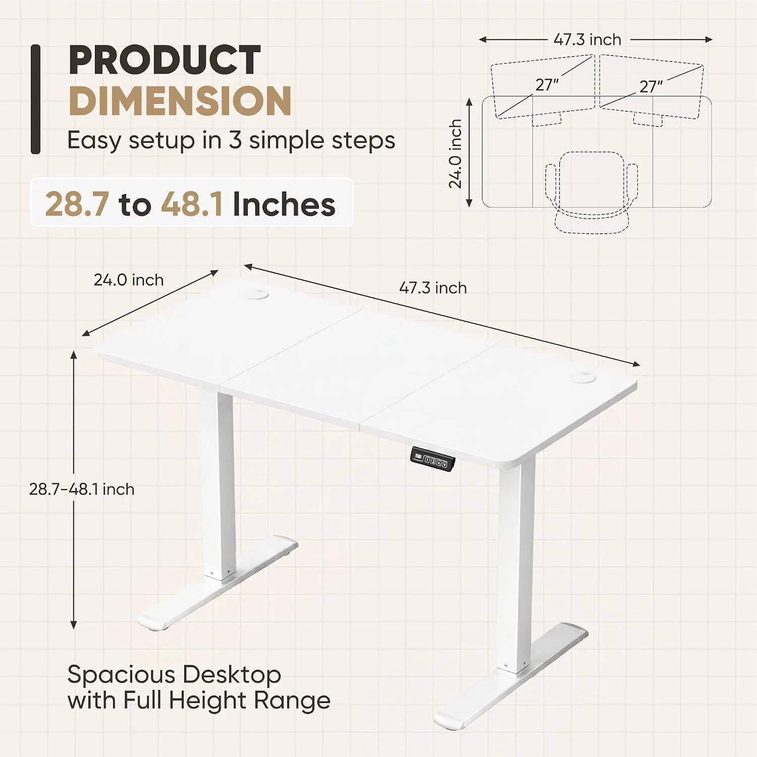 New Arrivals 55 x 24 Inches Electric Height Adjustable Standing Desk Large Sit Stand Up Desk Home Office Computer Desk Memory - Image 45