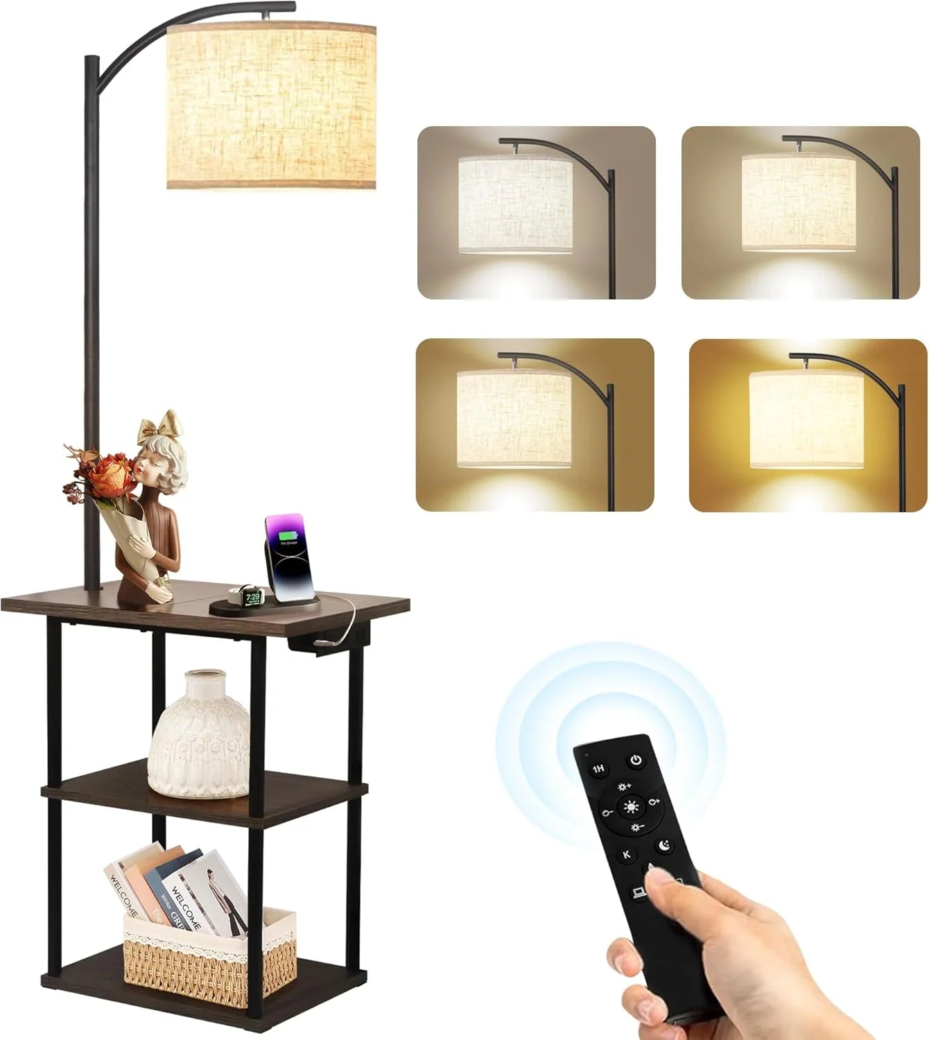 PESRAE Floor Lamp with Table, 3-Color Temperature, 9W LED, Modern Shelves Side Table for Bedroom bifanuoyard - Image 2