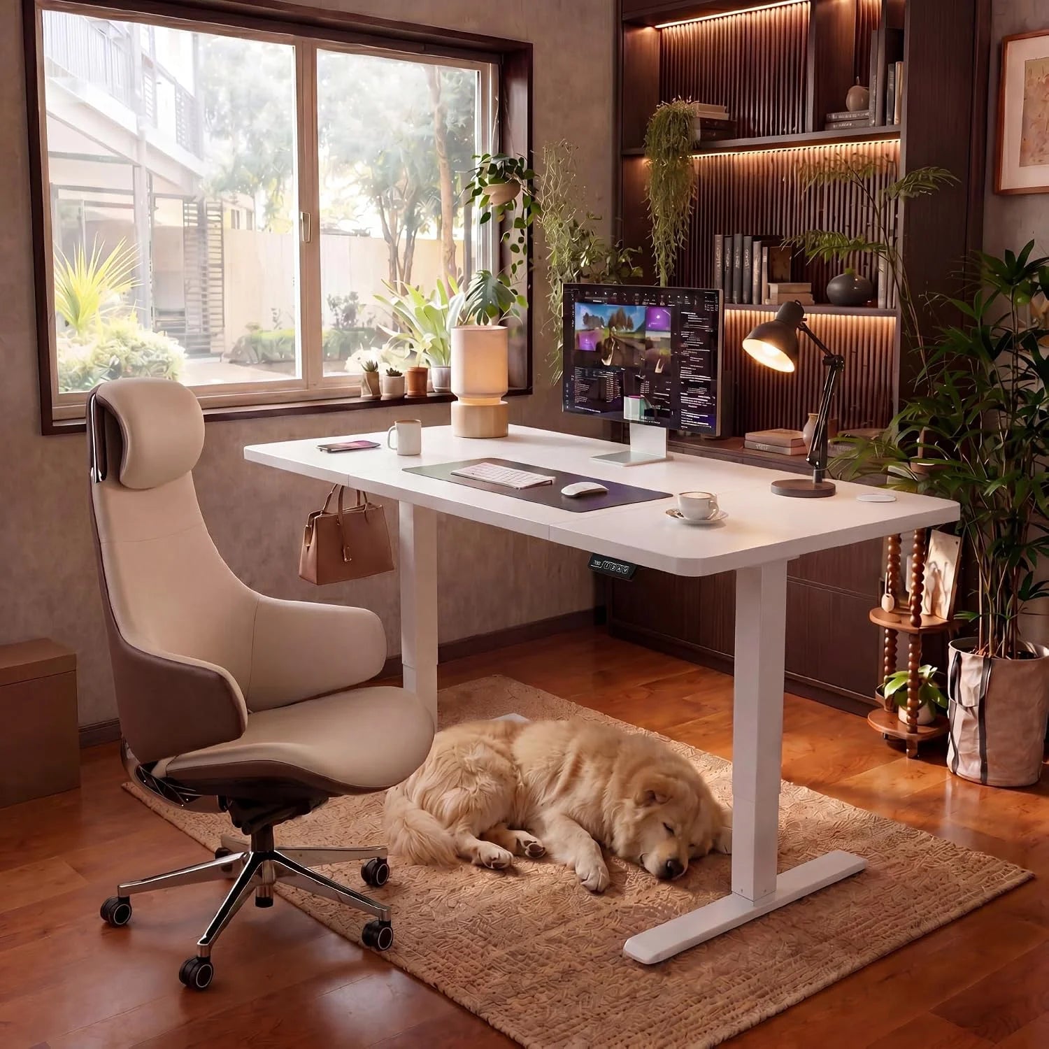 New Arrivals 55 x 24 Inches Electric Height Adjustable Standing Desk Large Sit Stand Up Desk Home Office Computer Desk Memory - Image 44