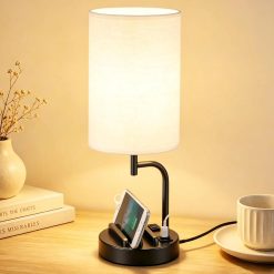 Alternative view of Dreamholder Touch Control USB Table Lamp with USB C/A & AC Outlet, Dimmable, Bulb Included bifanuoyard
