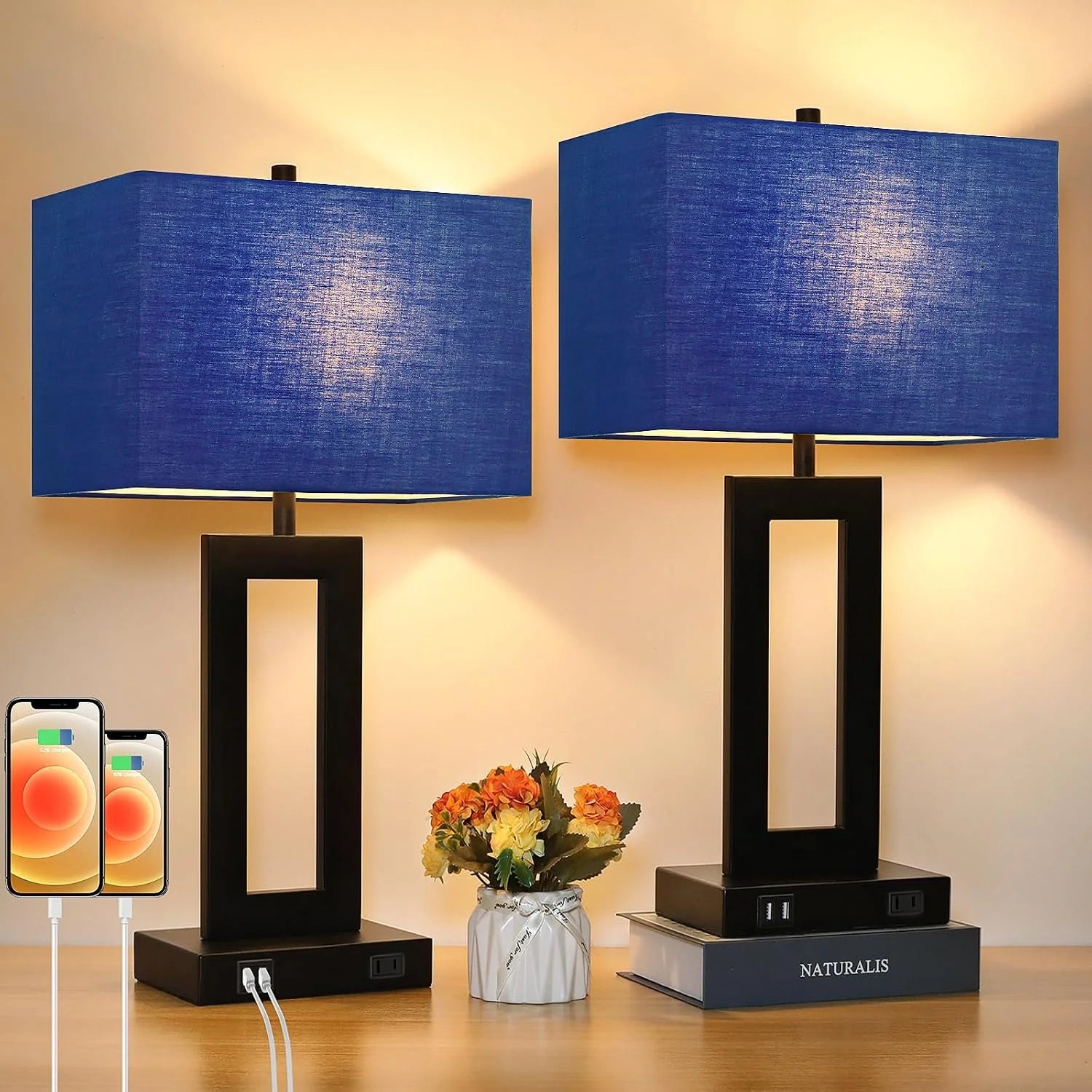 Set of 2 Touch Control Table Lamp with 2 USB Ports, Dimmable bifanuoyard - Image 7
