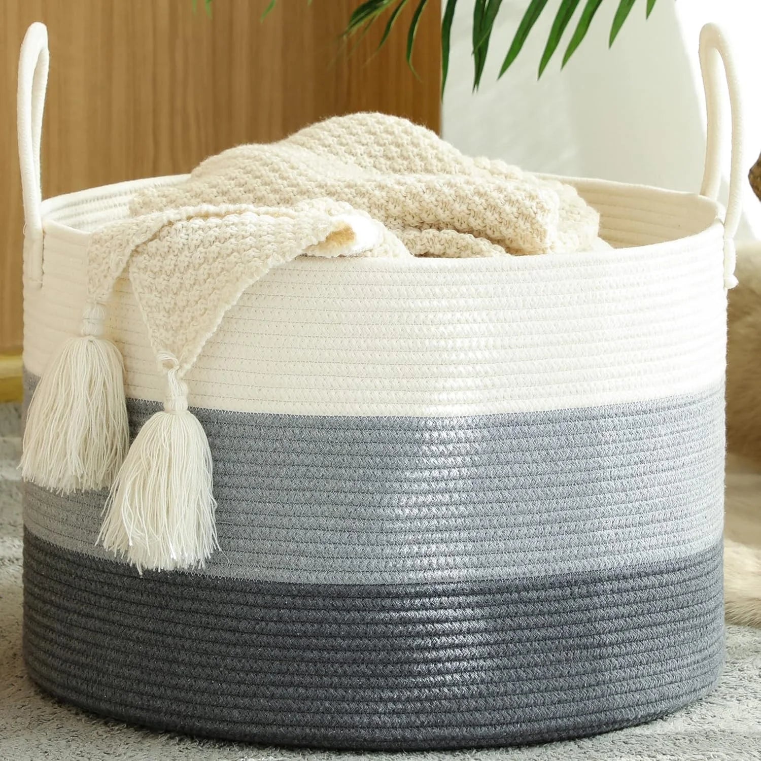 Large Blanket Basket with Handles, Storage Basket for Living Room, Extra Large Capacity, Blanket Storage, Laundry bifanuoyard - Image 12