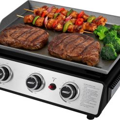 Royal Gourmet PD1301S Portable 3-Burner Tabletop Gas Griddle, 25, 500 BTU Cooking Power, 304 Sq. In. Cooking Surface bifanuoyard
