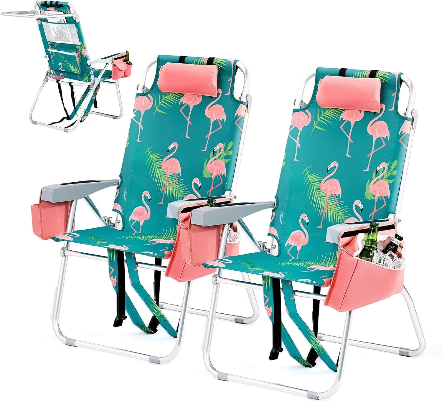 New Arrivals Tall Beach Chair 2 Pack Lightweight, Backpack Beach Chair for Adults with 5-Position, Lightweight Folding Beach - Image 4