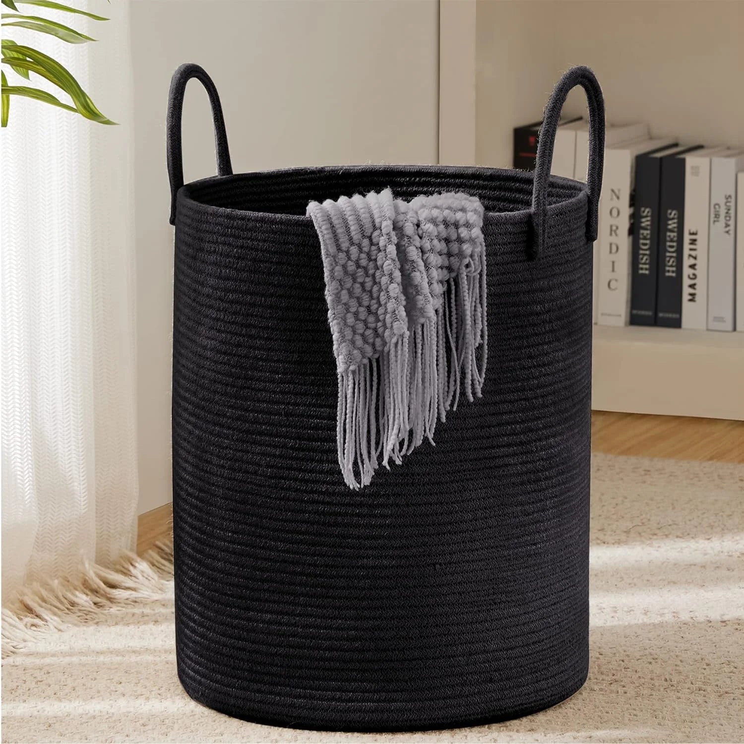 YOUDENOVA Jute Rope Laundry Hamper Basket, 58L Blanket Basket for Nursery, Large Woven Laundry Hamper with Sturdy bifanuoyard - Image 12