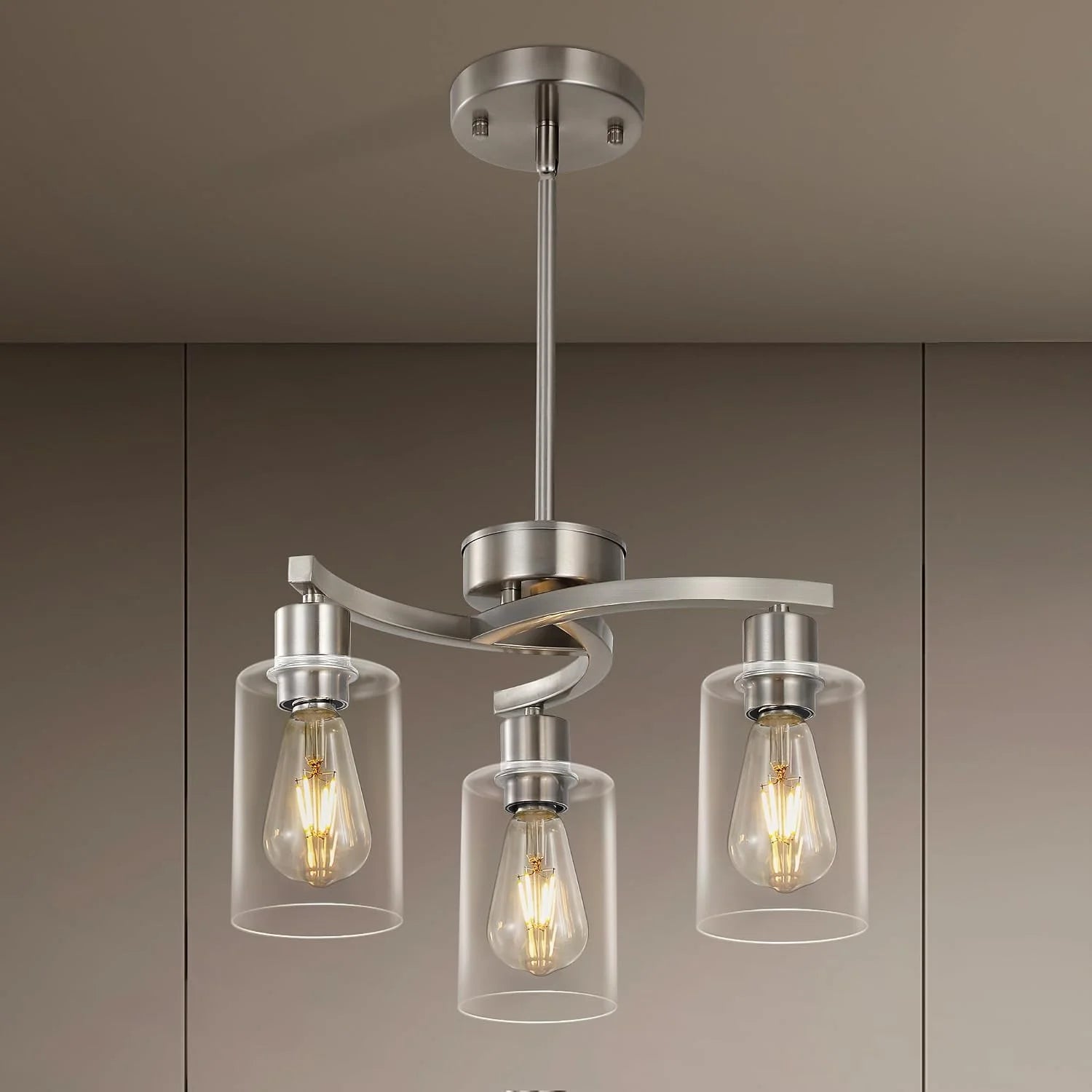 New Arrivals 3 Light Brushed Nickel Dining Room Light Fixture - Image 5