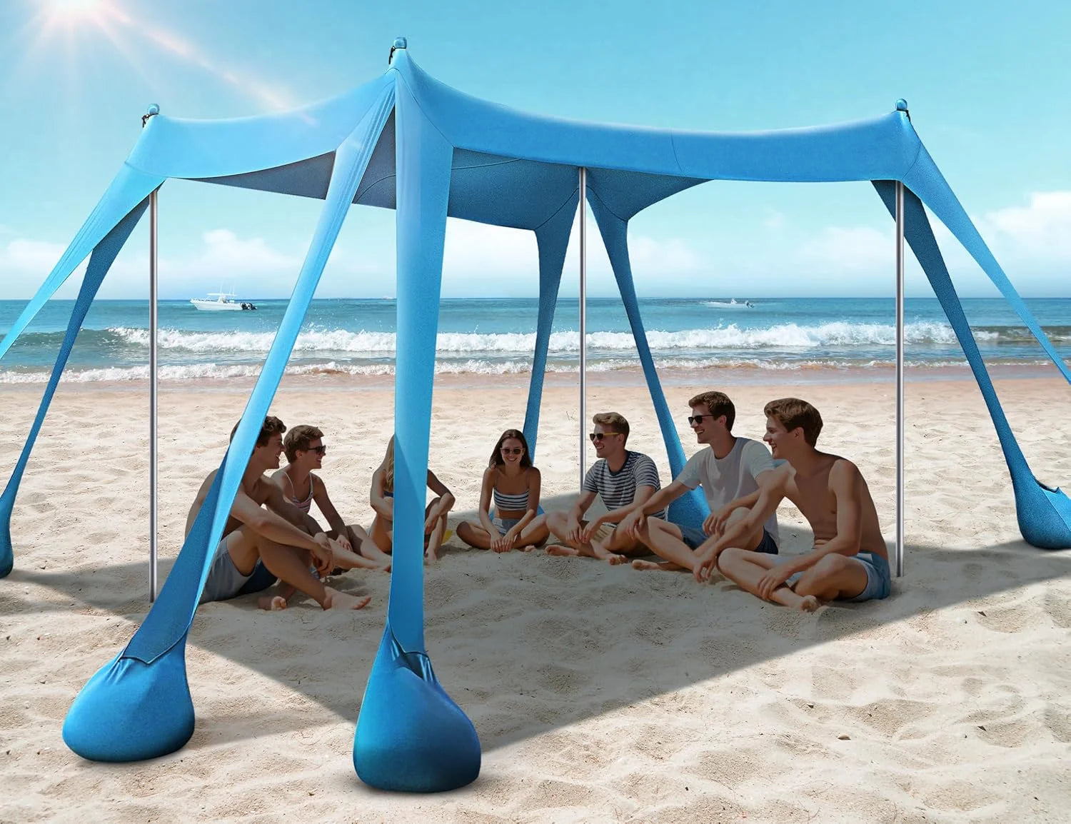 New Arrivals Beach Tent, Beach Canopy UPF50+ UV Protection, 10x10ft Beach Shade Sun Shelter with 8 Sandbags
