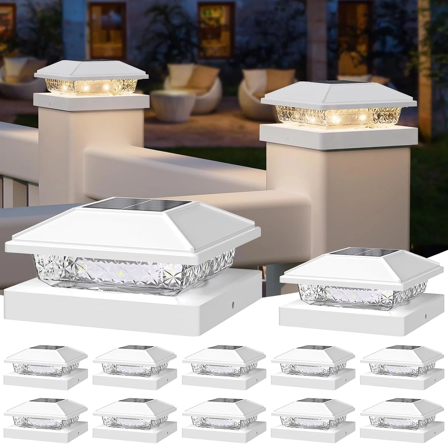 New Arrivals Solar Post Cap Lights, 4x4 Post Solar Light Cool White, White 12 Pack " For Home Projects - Image 8