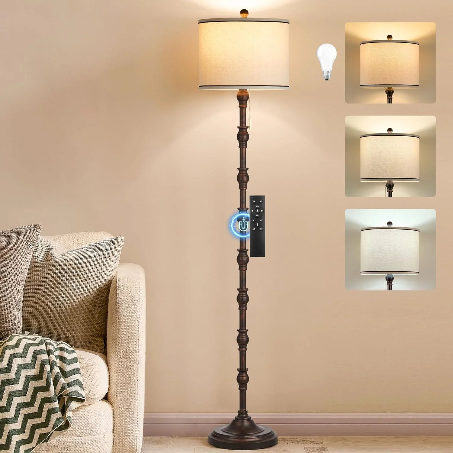 Leasgy 63.5” Floor Lamp, 3-Color Temperature, Pull Chain, Bulb Included bifanuoyard - Image 3