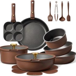 CAROTE 21pcs Pots and Pans Set, Nonstick Cookware Set Detachable Handle bifanuoyard