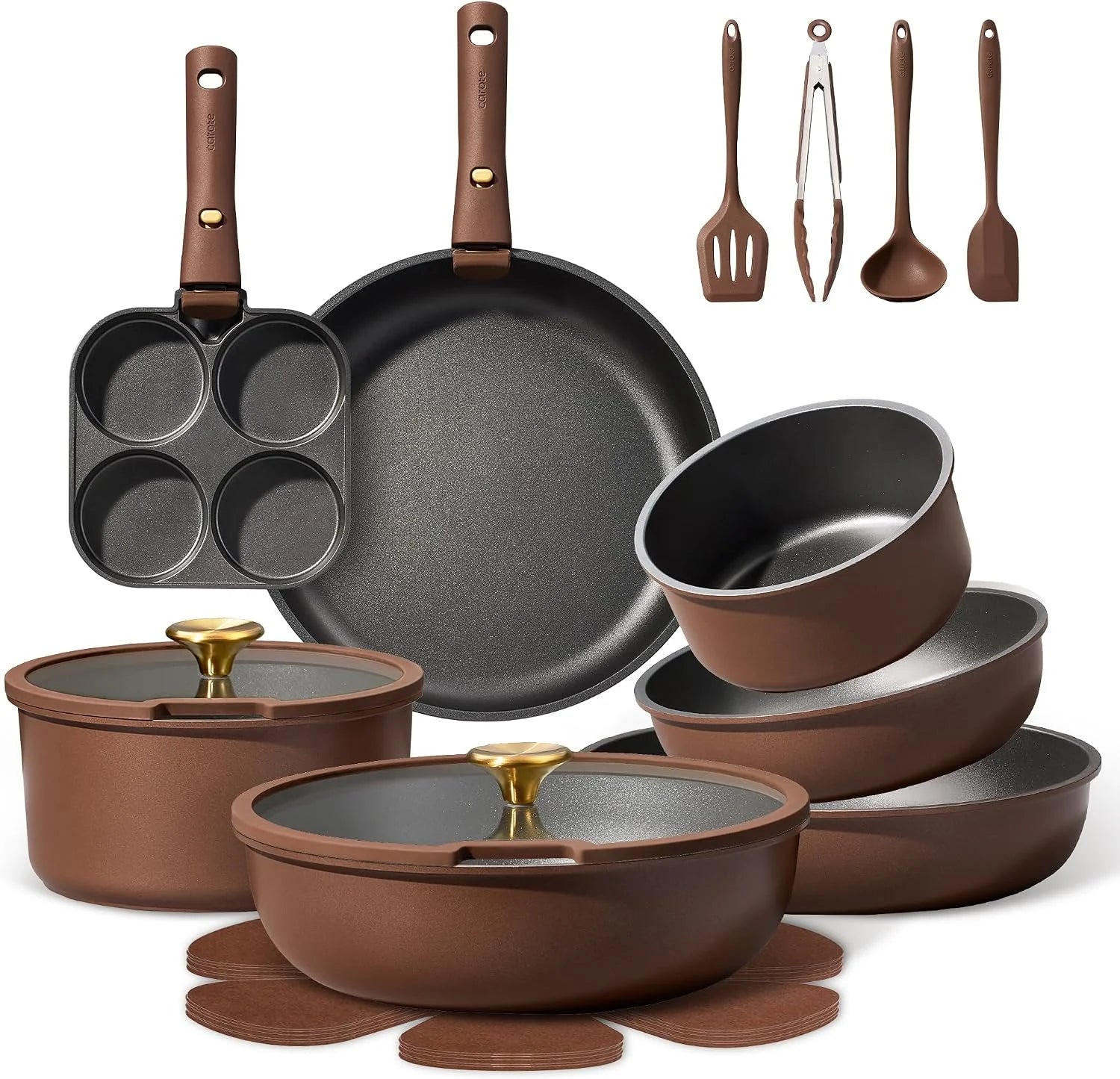CAROTE 21pcs Pots and Pans Set, Nonstick Cookware Set Detachable Handle bifanuoyard