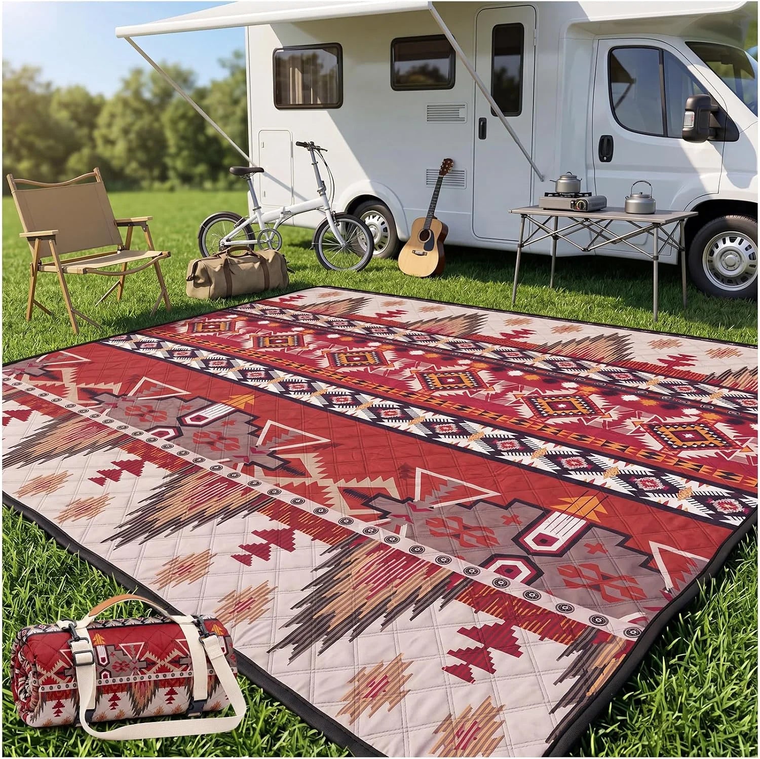 Waterproof Picnic Blanket Beach Outdoor Camping Mat Rug Extra Large Foldable Cute Big Travel Essential Accessories Gift Park Patio Lawn - Image 3