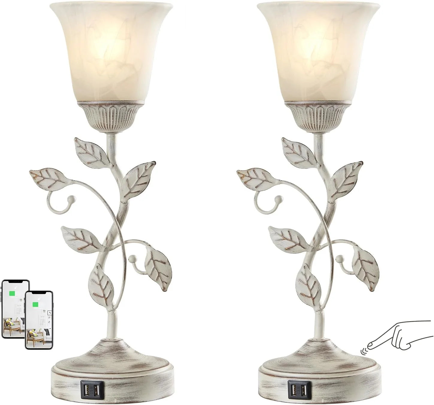 Touch Control Table Lamp with 2 USB Charging Ports, Dimmable, Bulb Included bifanuoyard - Image 8