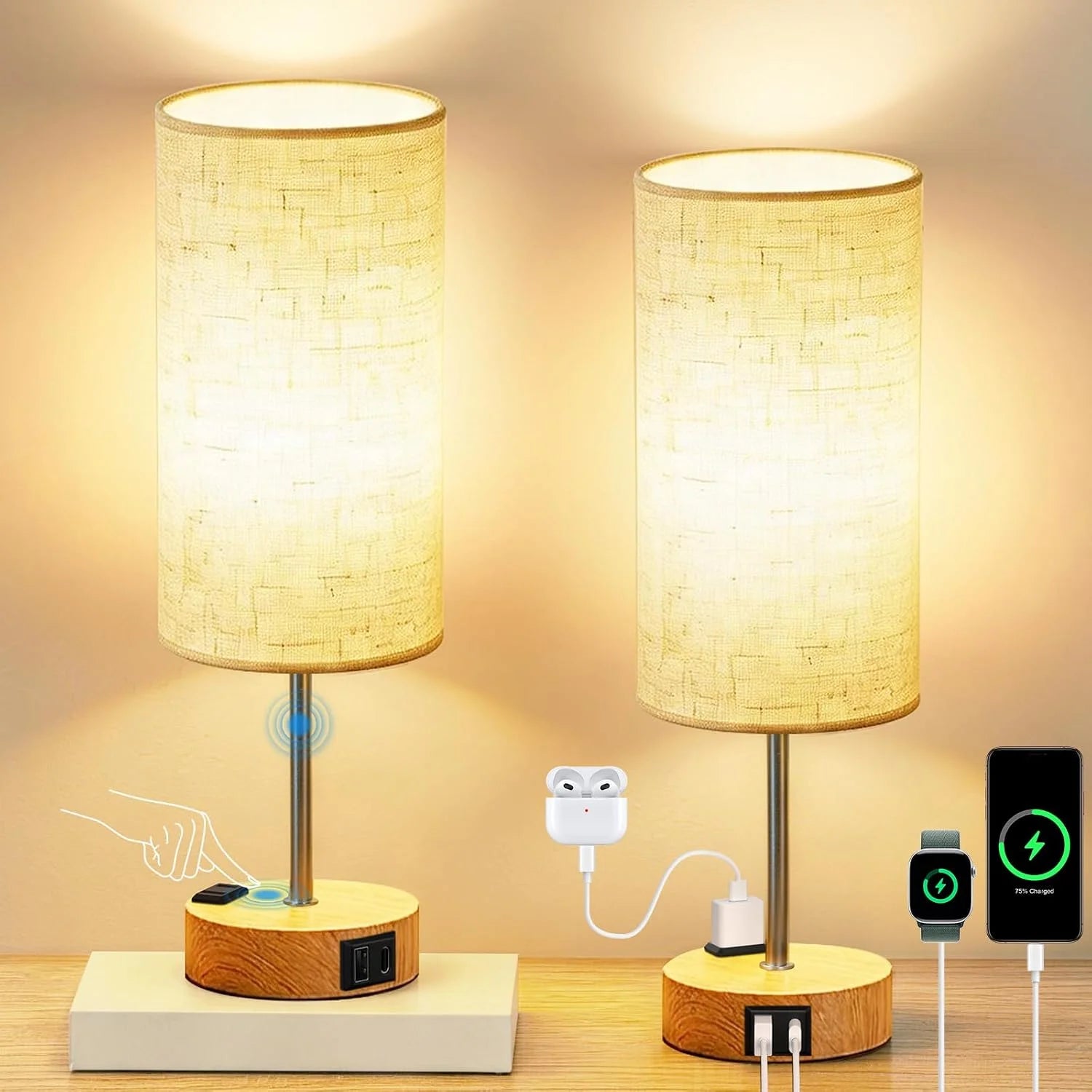 Fitfull 2-Pack Table Lamps, Dimmable bifanuoyard - Image 4