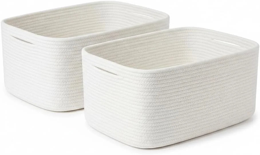 New Arrivals Storage Basket for Shelves 16.8”x13”x7.5”2 Pack, Large Storage Baskets, Soft Cotton Rope Woven Baskets - Image 2