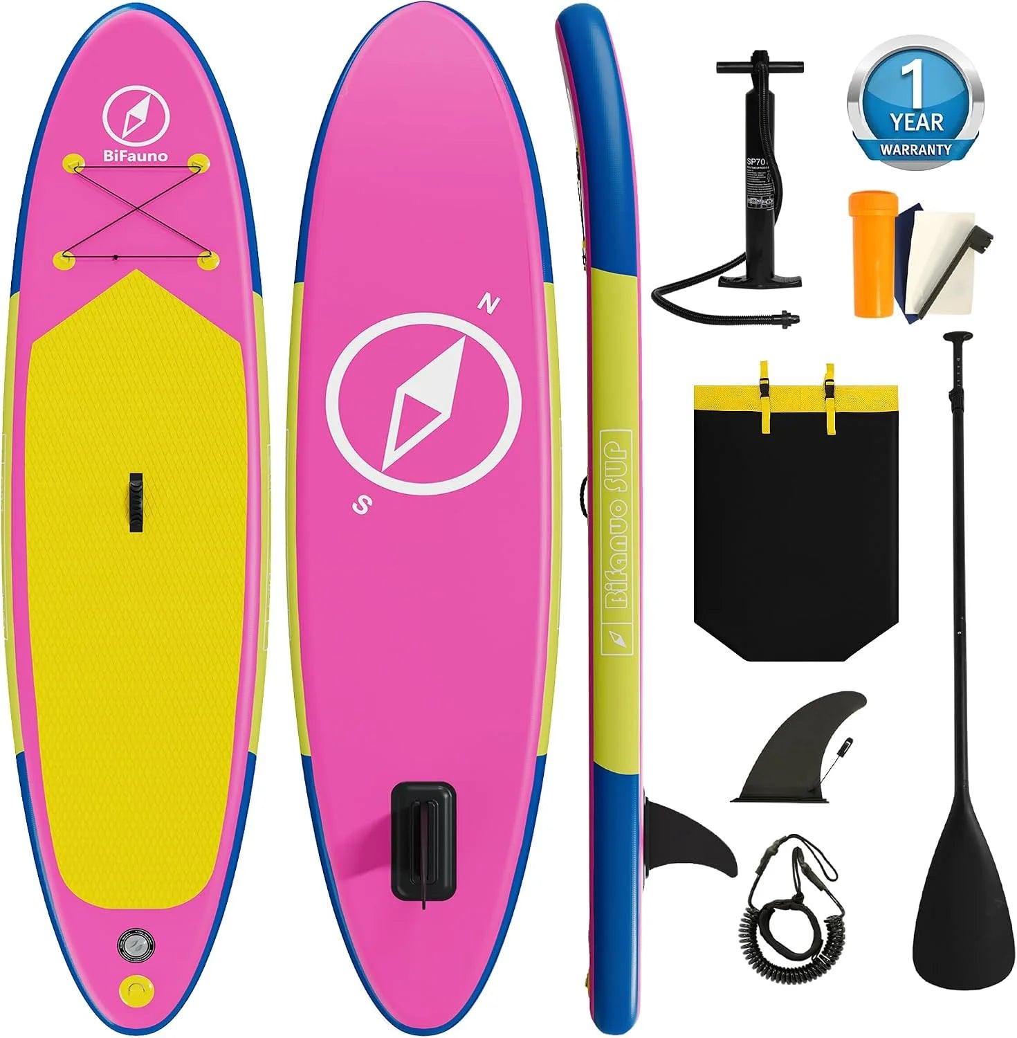 Bifanuo Inflatable Stand Up Paddle Board with SUP Accessories & Backpack. Paddle Boards for Adults. Non-Slip Deck - Image 3
