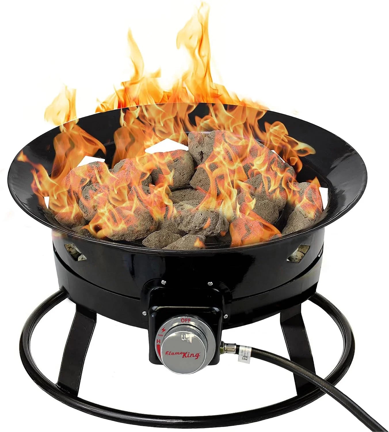 Flame King Smokeless Propane Fire Pit, 24-inch Portable Firebowl, 58K BTU with Self Igniter, Cover, & Carry Straps for RV